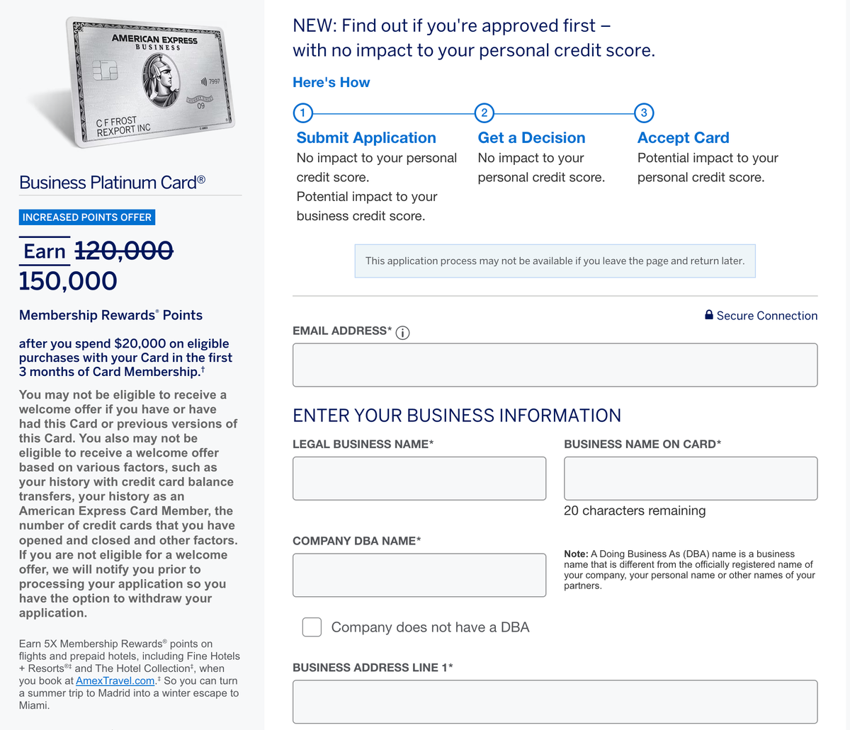 Corporate amex application